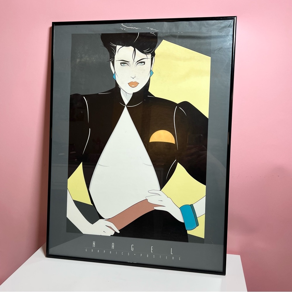 Vintage 80s retro art deco Patrick Nagel framed art print